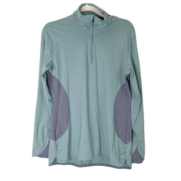 Title Nine 1/4 Zip Pullover Top Women’s Size Large Teal Cycling Boating - Picture 1 of 11